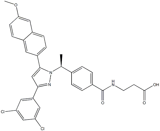    N-[4-[(1S)-1-[3-(3,5-二氯苯基)-5-(6-甲氧基-2-萘)-1H-吡唑]乙基]苯甲酰基]-β-丙氨870823-12-4  