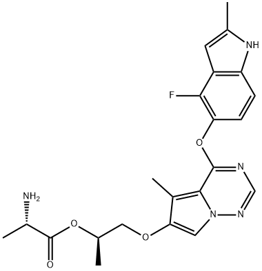       1-[[4-[(4-氟-2-甲基-1H-吲哚-5-基)氧基]-5-甲基吡咯并[2,1-F][1,2,4]三嗪-6-基]氧基]-2-丙醇 L-丙氨酸酯 649735-63-7