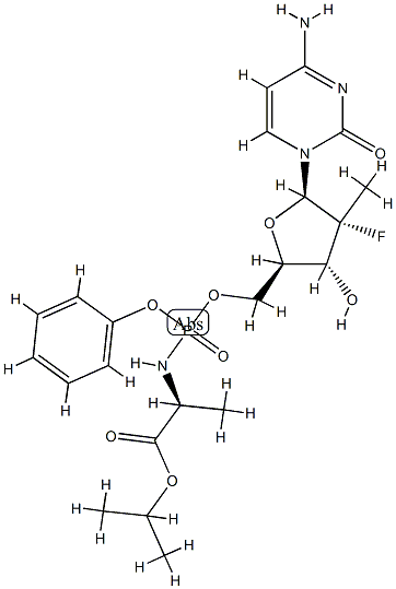   N-[(2'R)-2'-脱氧-2'-氟-2'-甲基-P-苯基-5'-胞苷酰]-L-丙氨酸异丙酯1337529-49-3 